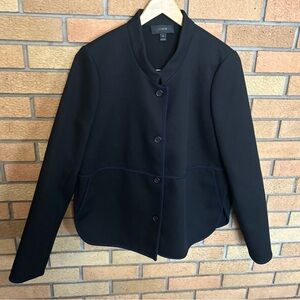 J. Crew Trim Tipped Twill Jacket Preppy Academia Black & Navy Women’s Size 12